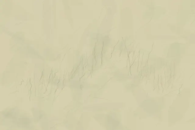 A pale meadow bends locally under an absent animal weight without drawing the body.