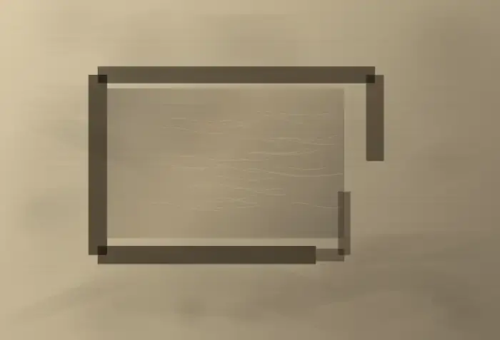Memory Erodes Its Own Frame: cumulative painting state 2 of 4; Memory Erodes Its Own Frame makes the prompt “Memory erodes its own frame.” visible through a distinct causal wake, retained material consequence, and asymmetric field hierarchy.