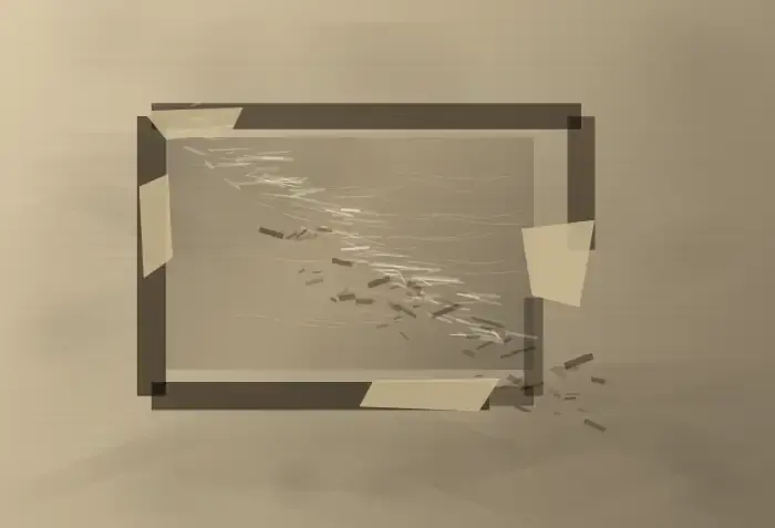 Memory Erodes Its Own Frame: cumulative painting state 3 of 4; Memory Erodes Its Own Frame makes the prompt “Memory erodes its own frame.” visible through a distinct causal wake, retained material consequence, and asymmetric field hierarchy.