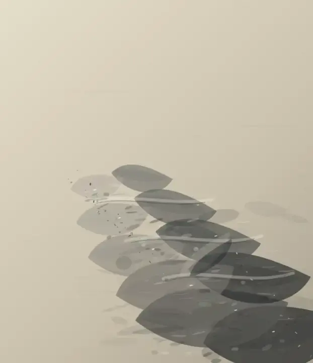 The Wind’s Sorting Table: cumulative painting state 4 of 4; The Wind’s Sorting Table makes the prompt “Ash arranges itself after wind.” visible through a distinct causal wake, retained material consequence, and asymmetric field hierarchy.