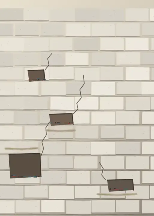 Load Path of Absence: cumulative painting state 3 of 4; Load Path of Absence answers the prompt through displaced masonry load, preserving aftermath as a physical event.