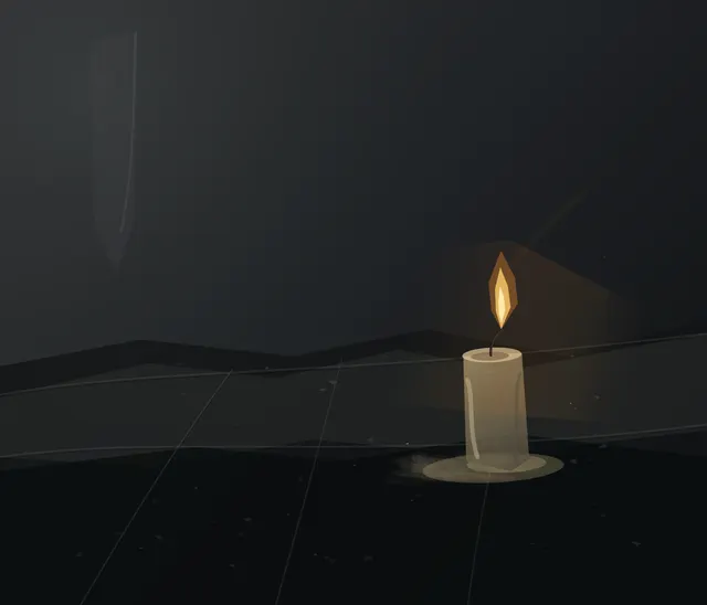 After the Nave Cooled answers the prompt through surviving low candle, preserving aftermath as a physical event.