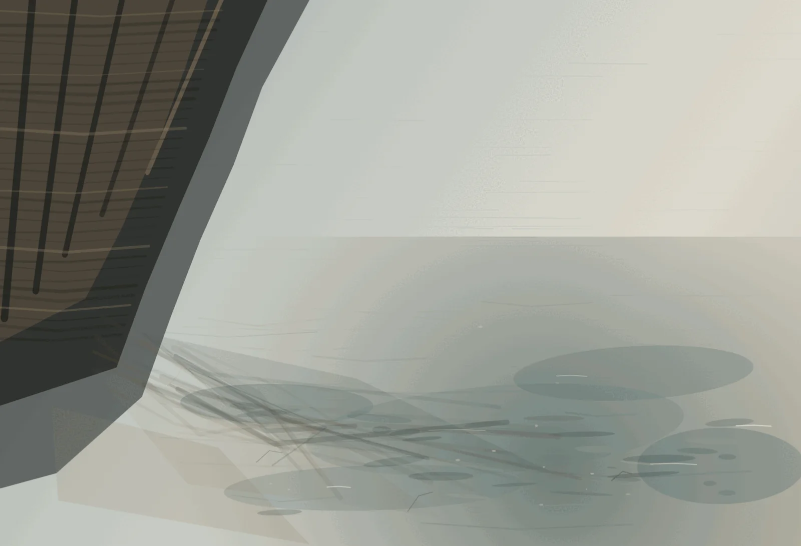 WR-B Study 02 interprets the aftermath through off-frame timber remnant, with visible residue, differentiated scale, and asymmetric material authority.